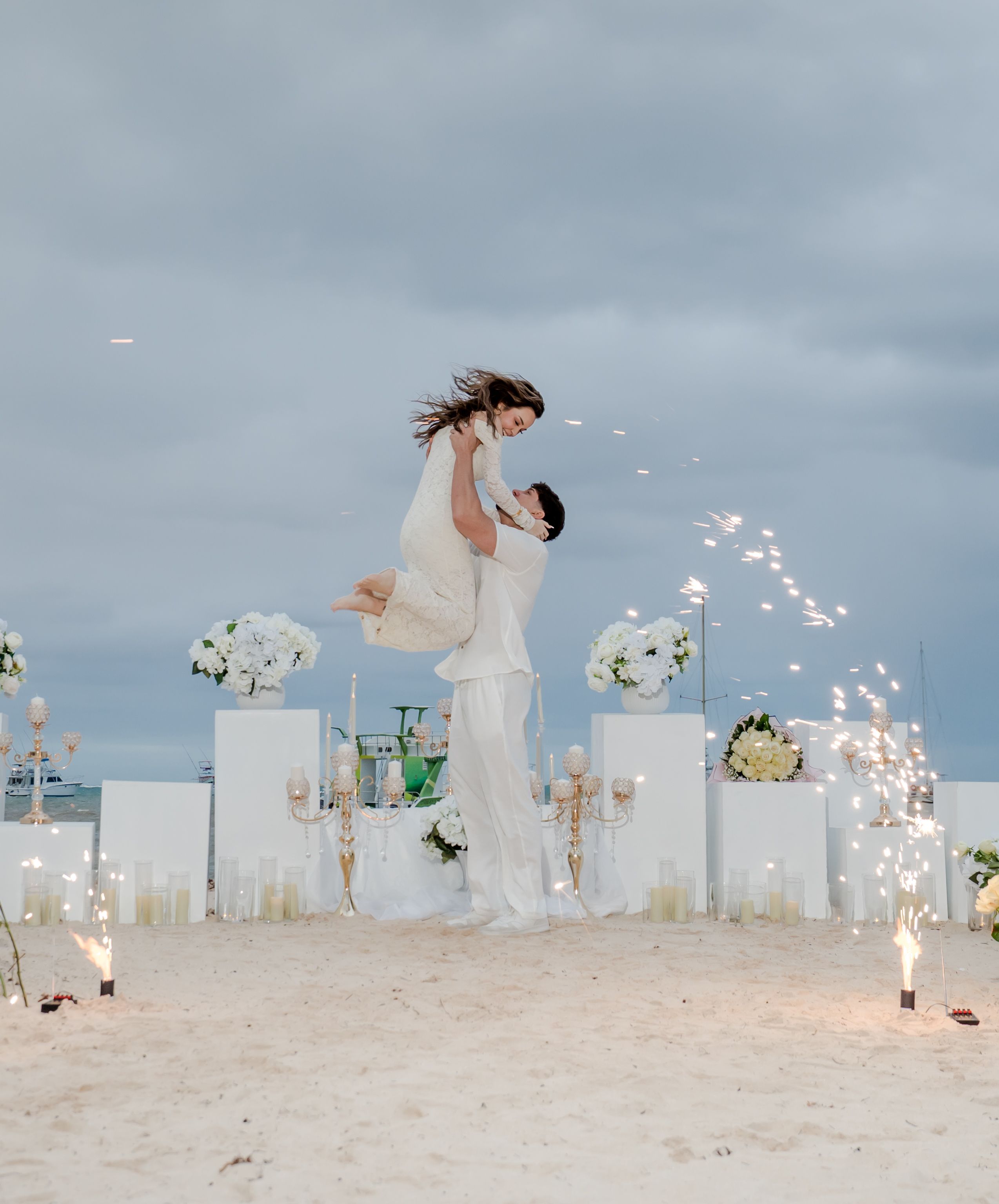 Complete engagement dinner Punta Cana luxury beach setup