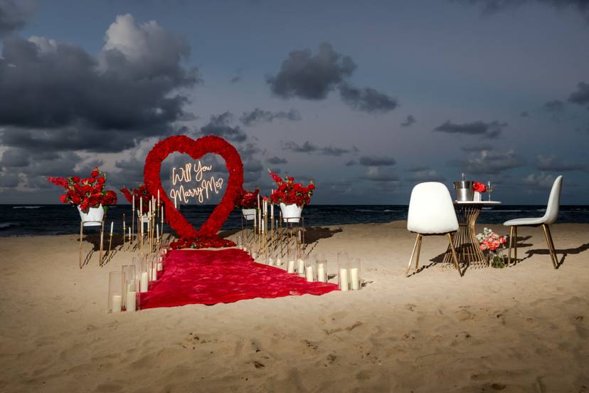 Elegant engagement dinner setup in Punta Cana