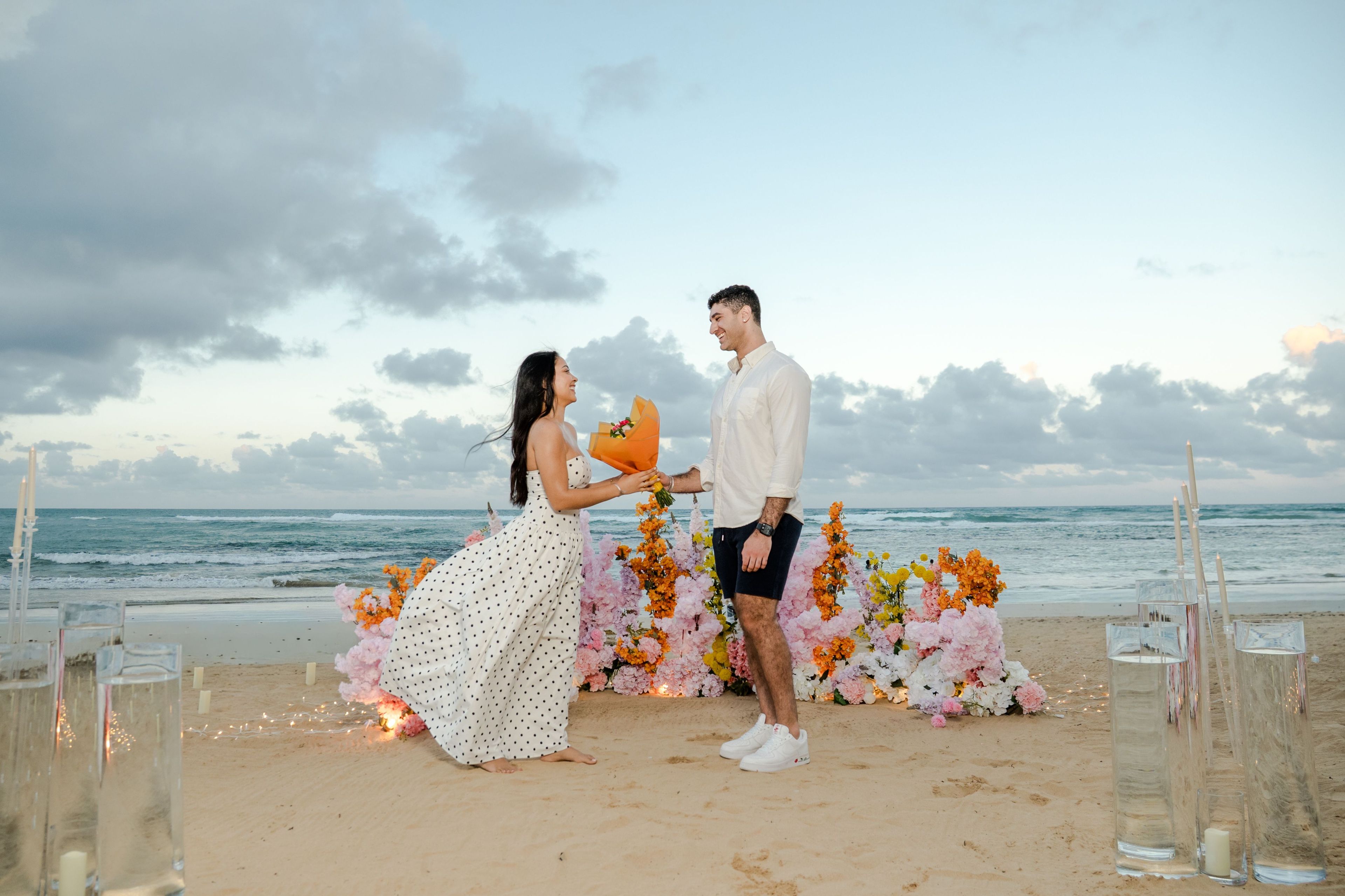 Beach dinner proposal setup in Punta Cana