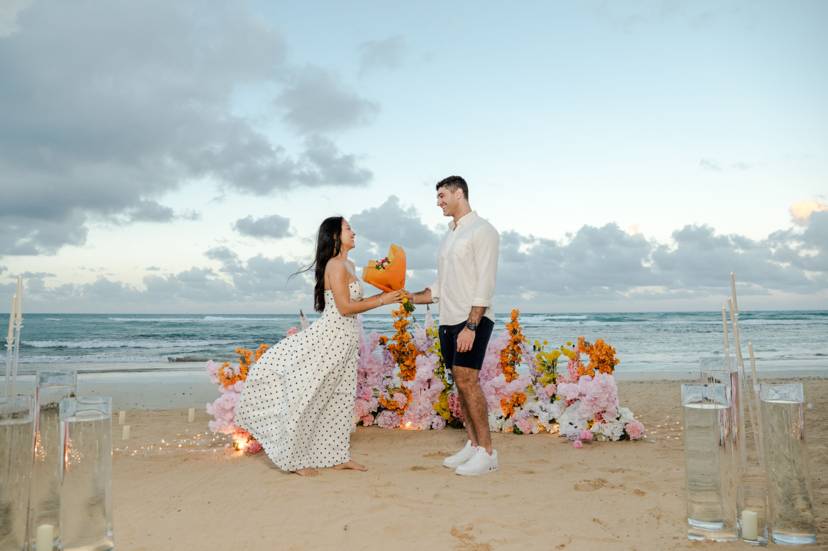 Beach dinner proposal setup in Punta Cana
