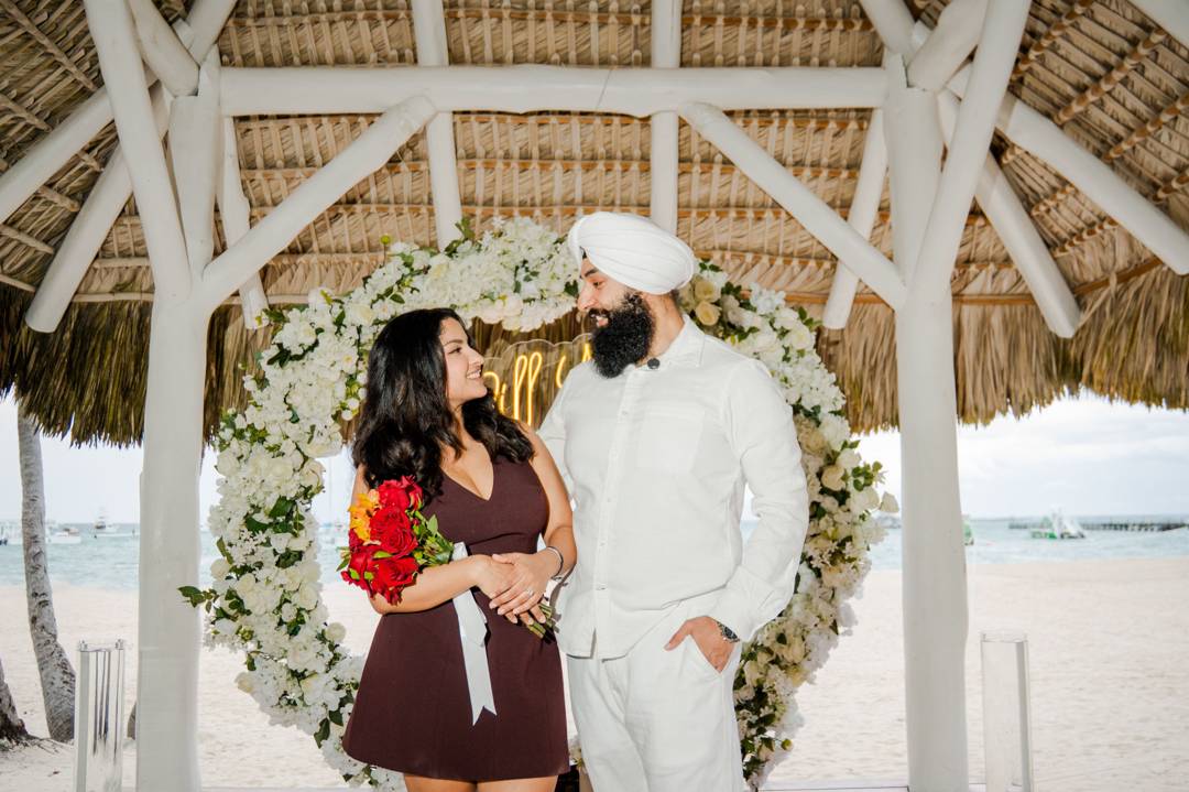 All inclusive Punta Cana proposal beach setup dinner candles
