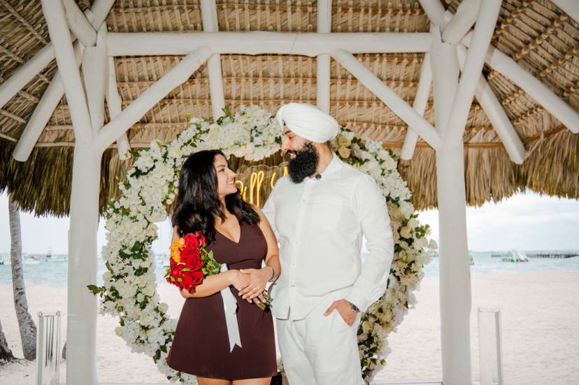 All inclusive Punta Cana proposal beach setup dinner candles