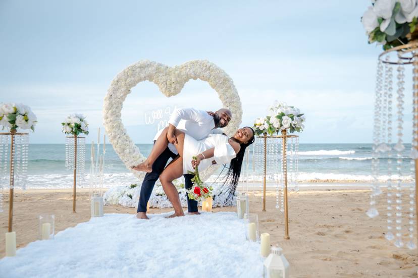Punta Cana proposal all inclusive beach dinner setup