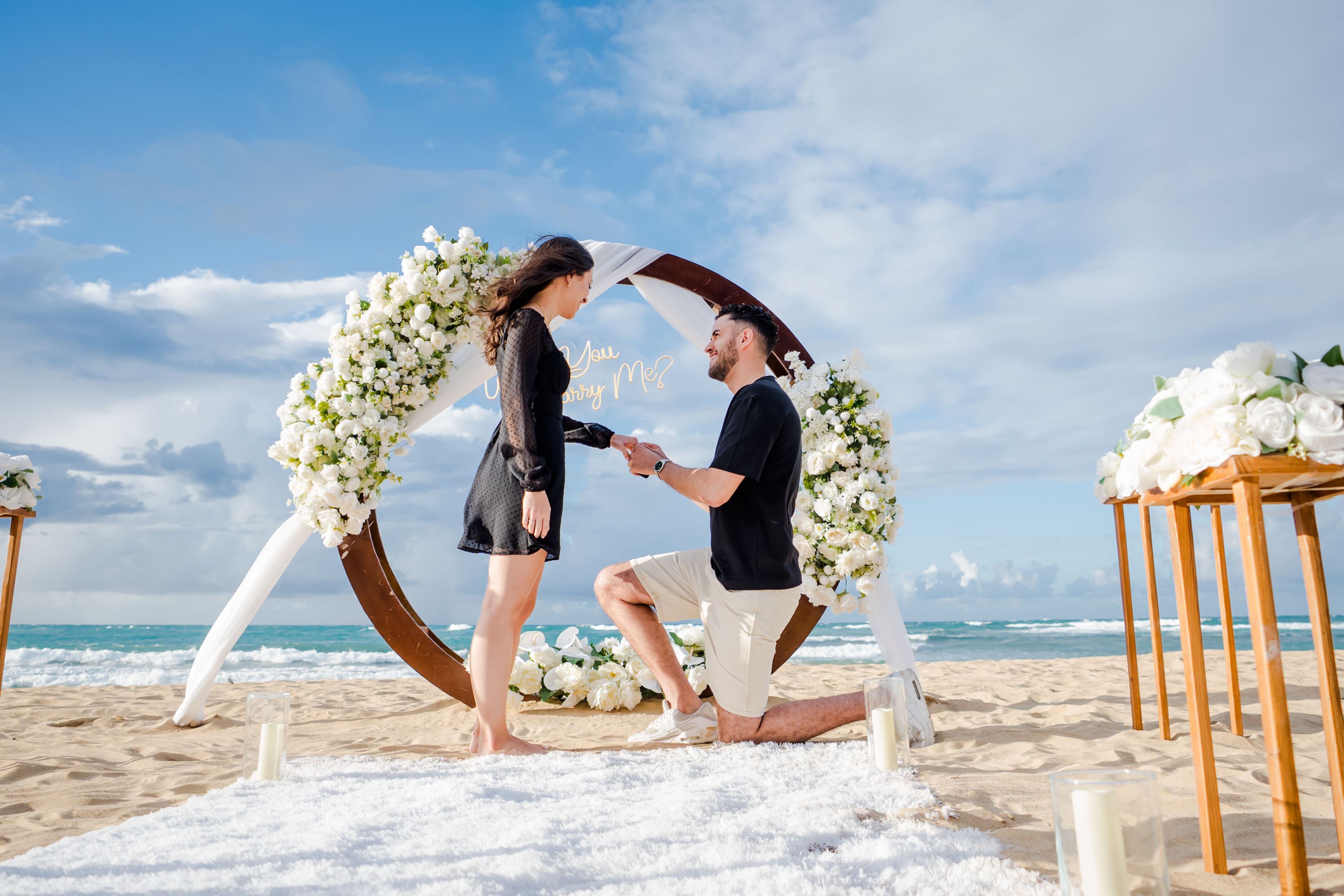 Private dinner proposal setup on Punta Cana beach