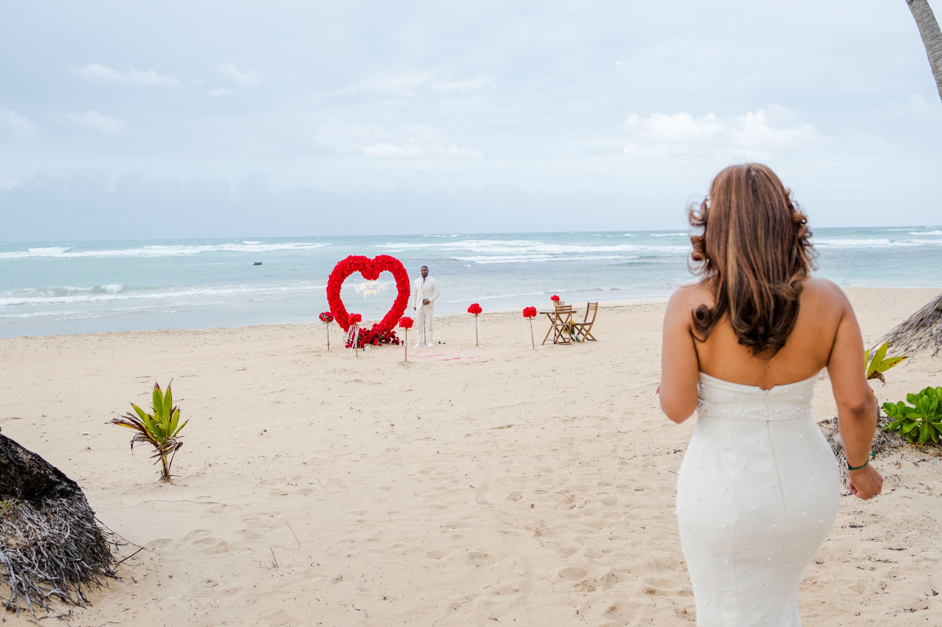 Romantic dinner setup Punta Cana beach candles