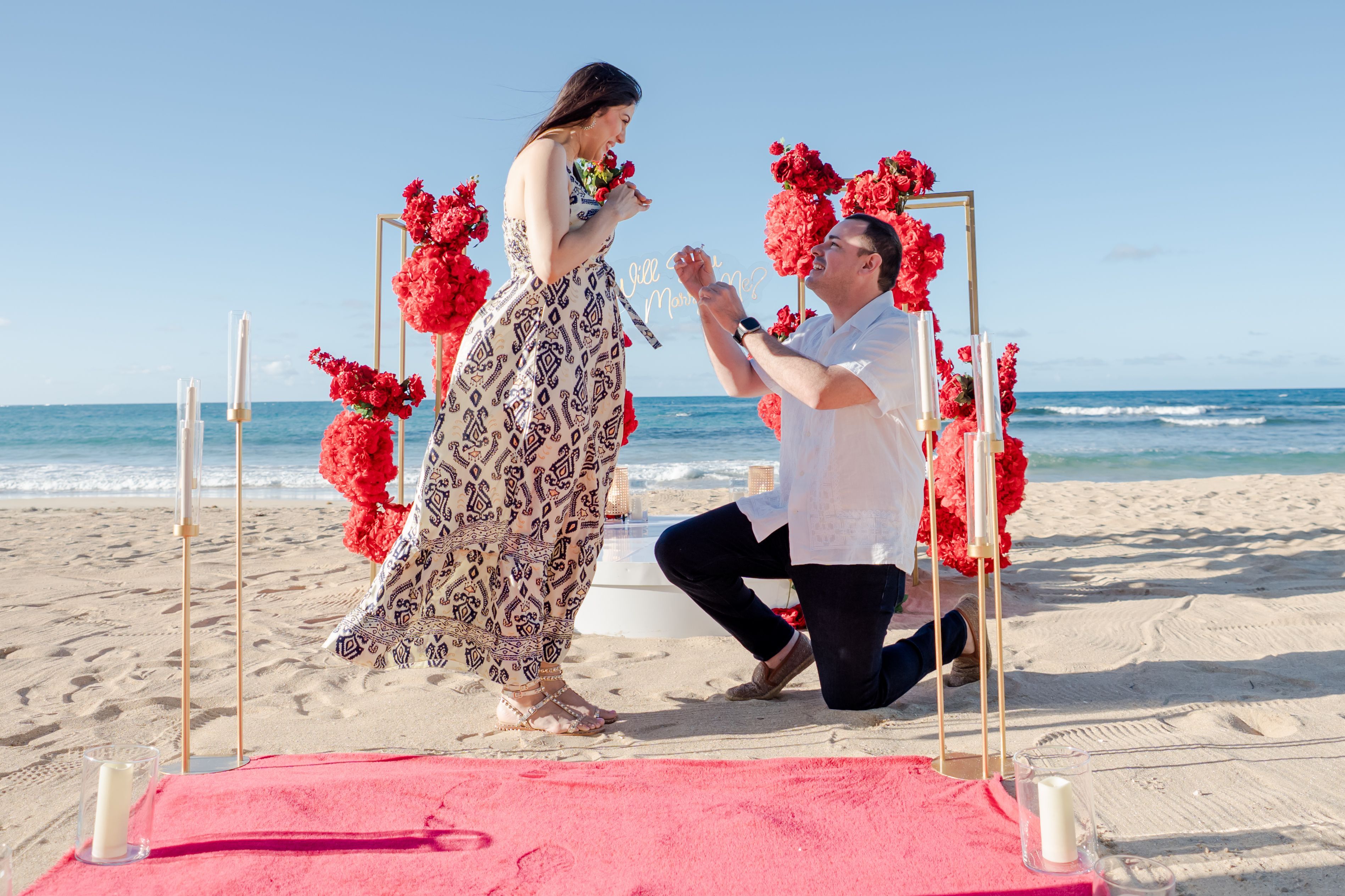 Romantic proposal dinner Punta Cana beach setup